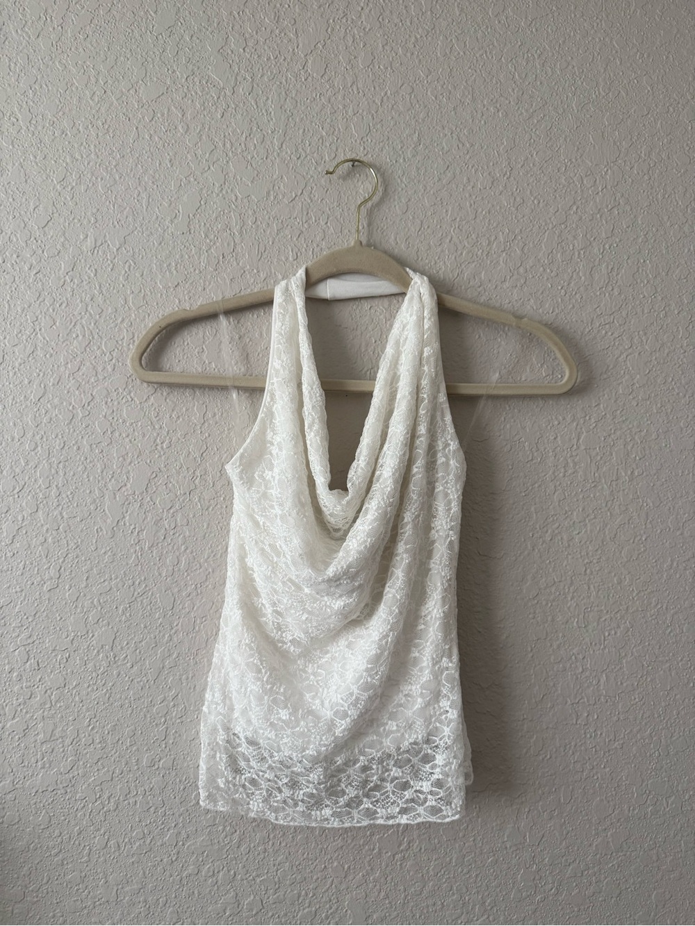 Love Tree White Lace Cowl Halter Camisole